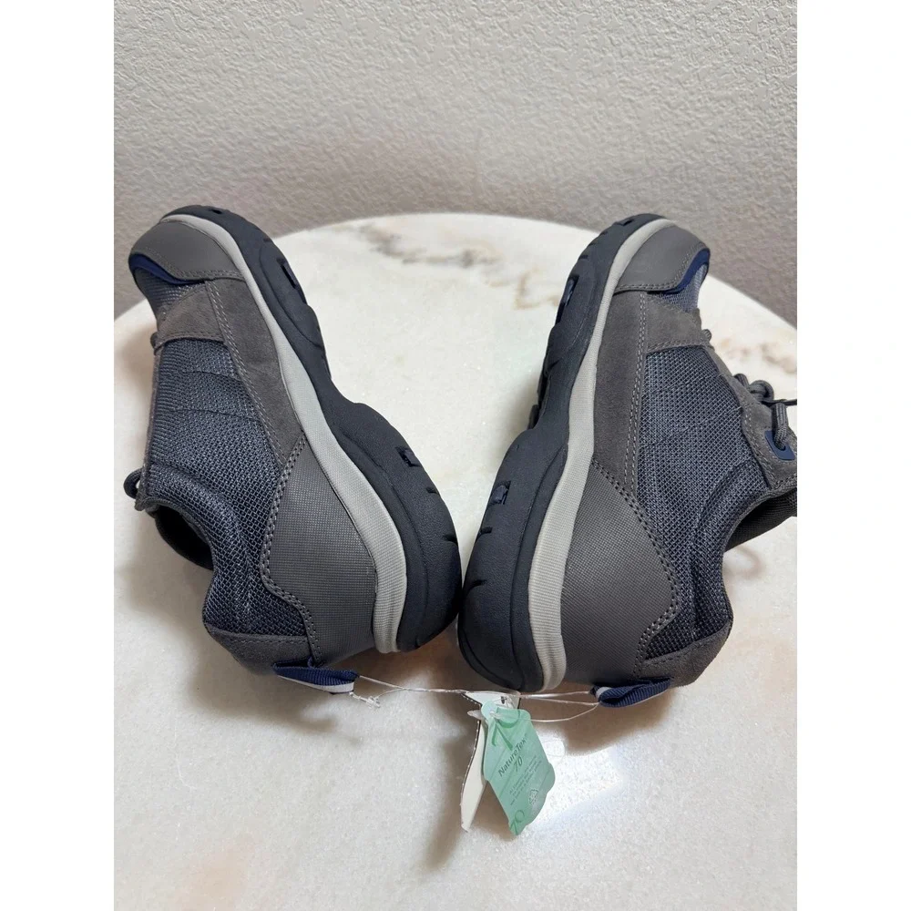 Lands End Mens All Weather Suede Trail‎ Shoes Gray Navy Sneakers Size 8.5 D